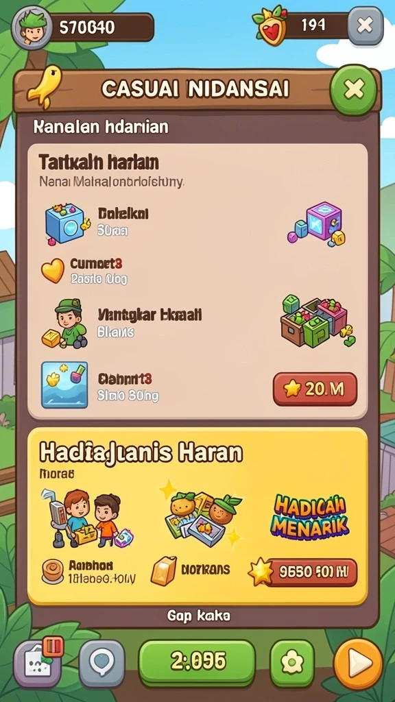 Screenshot dari antarmuka permainan yang menarik.
